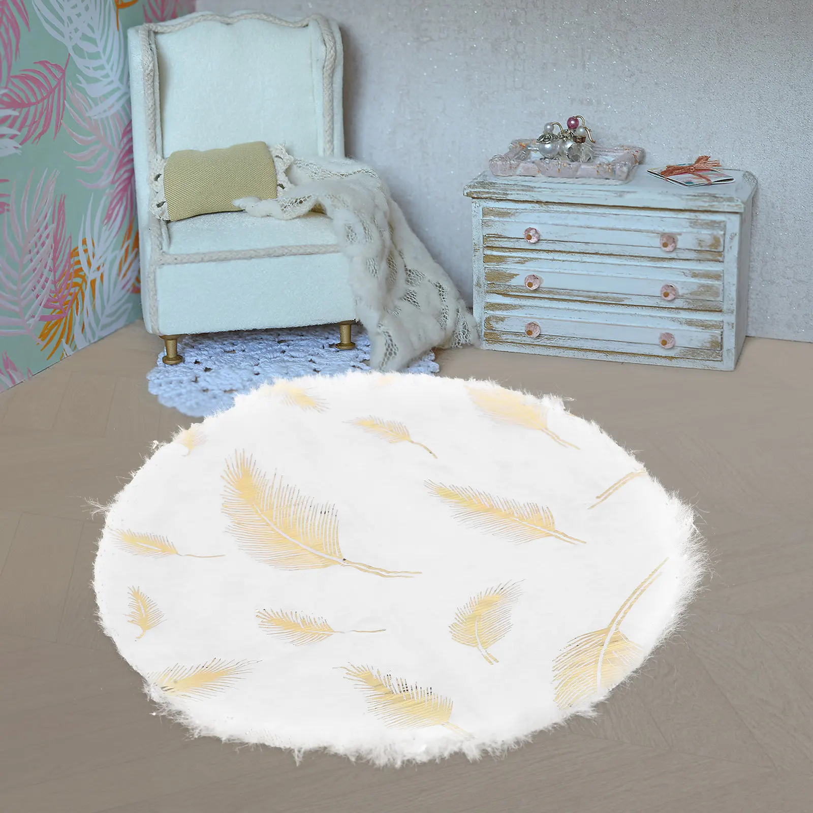 Miniature Dollhouse Carpet – Soft Textured Floor Mat with Elegant Pattern for Micro Interior Decoration
