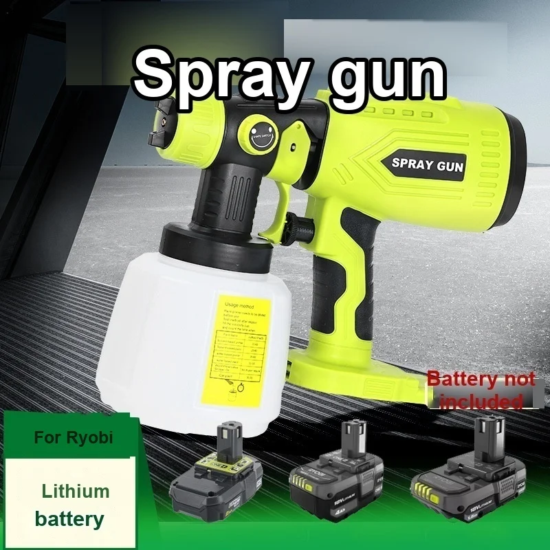 Cordless HVLP Paint Sprayer for Ryobi 18V Battery Handheld Electric Spray Gun 4 Nozzles 3 Patterns Adjustable Flow No Battery