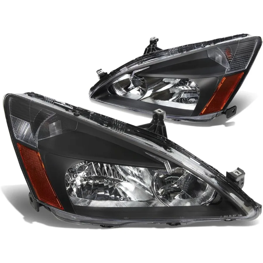 

Пара фар в сборе, совместимых с Honda Accord 03-07, черный корпус, янтарный угол