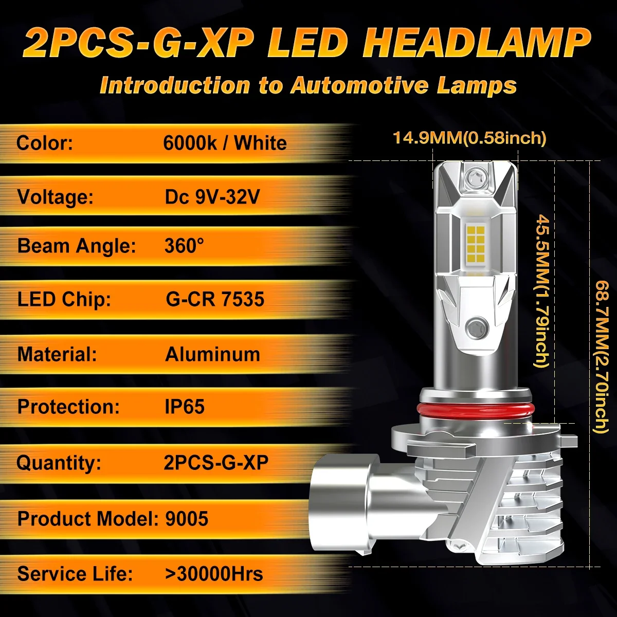 Katur 2x 9005 HB3 LED Headlight Bulbs Fanless Canbus DC 12V Plug and Play No Modification Needed For Subaru Impreza 2008~2012