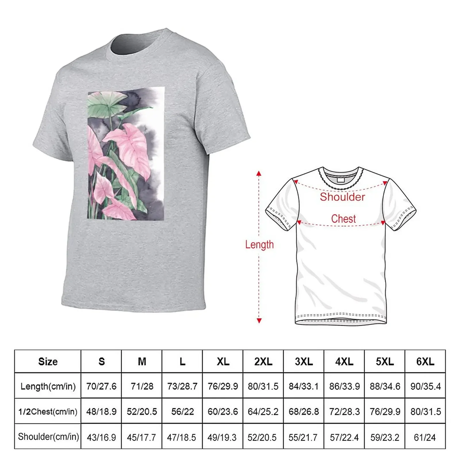 Pink Syngonium Watercolor Painting T-Shirt blanks for a boy mens graphic t-shirts anime