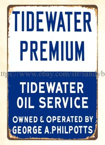 Tidewater Premium oil service metal tin sign unique home decor accessories