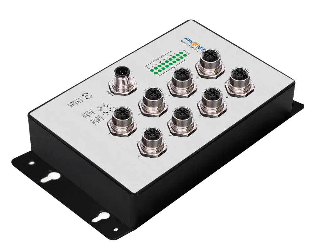 IP40 EN50155 M12 Gigabit  Switch 8G* M12 Industrial Switch 16 Ports  Connector Industrial PoE Switch  BYPASS Port 44-57VDC Input