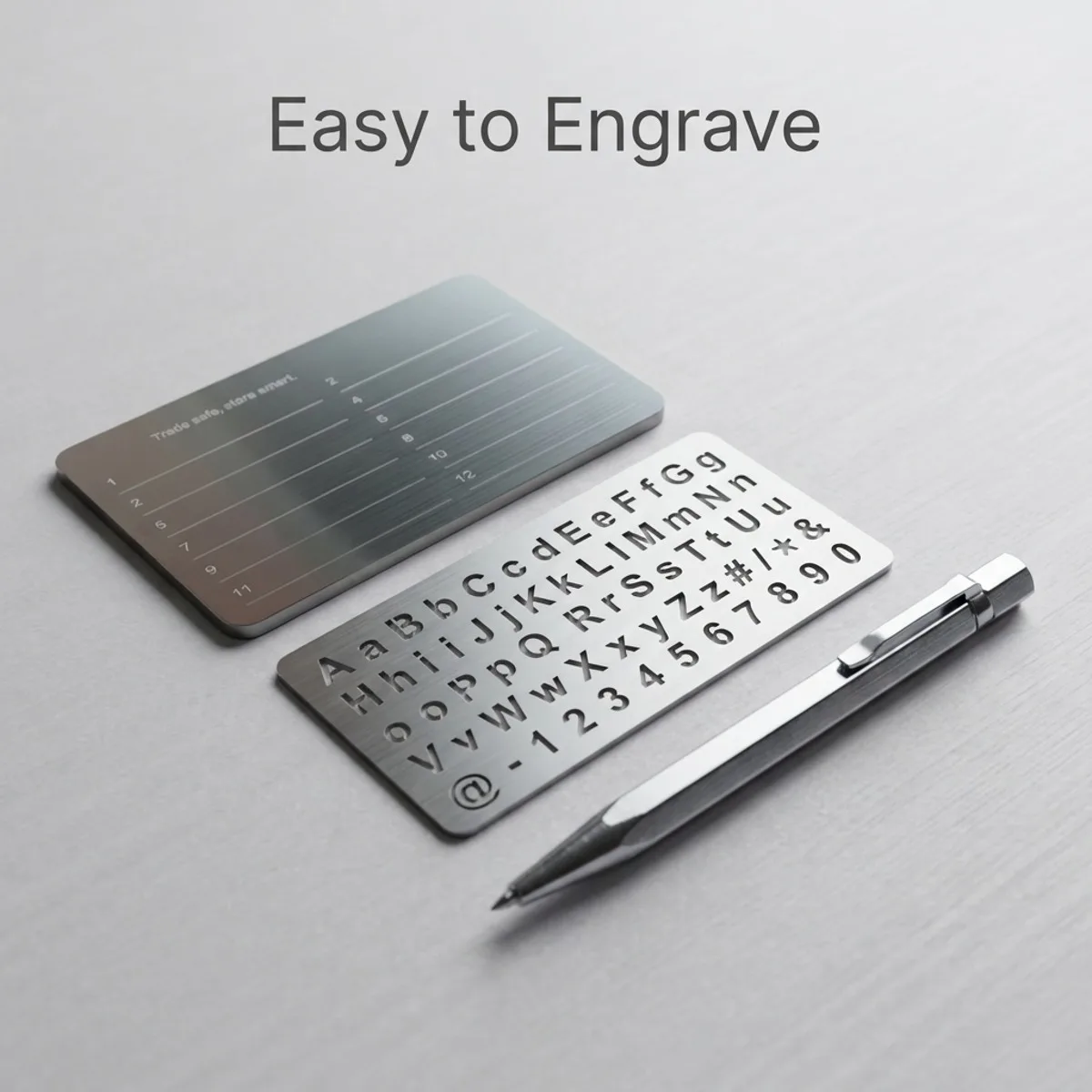 A set of stainless steel cold wallets suitable for Bitcoin cryptocurrency password storage, compatible with all BIP39 standards.
