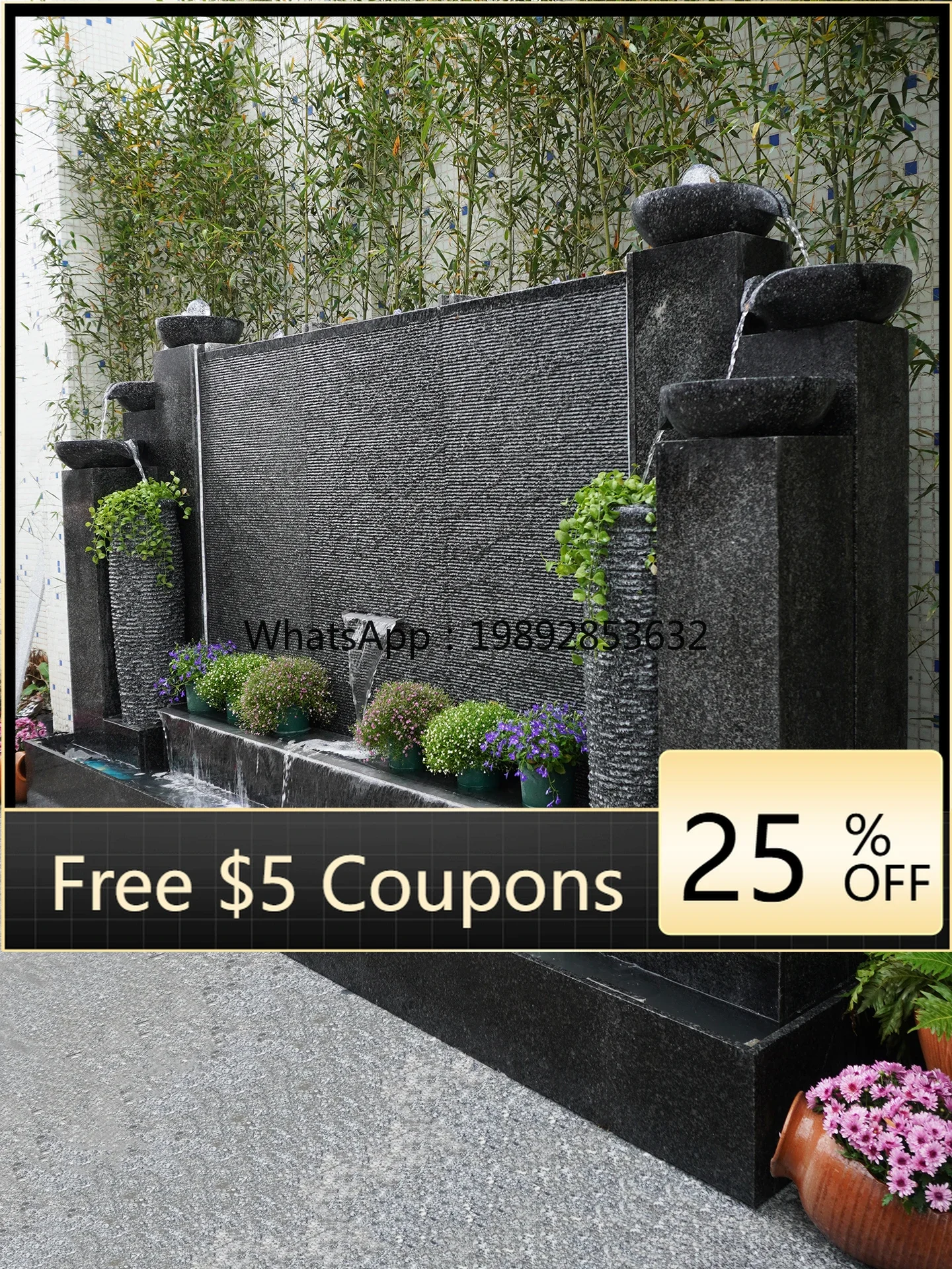Stone Water Curtain Wall Screen Outdoor Courtyard Shadow Wall Landscape Recirculating Water Feature Fish Pond