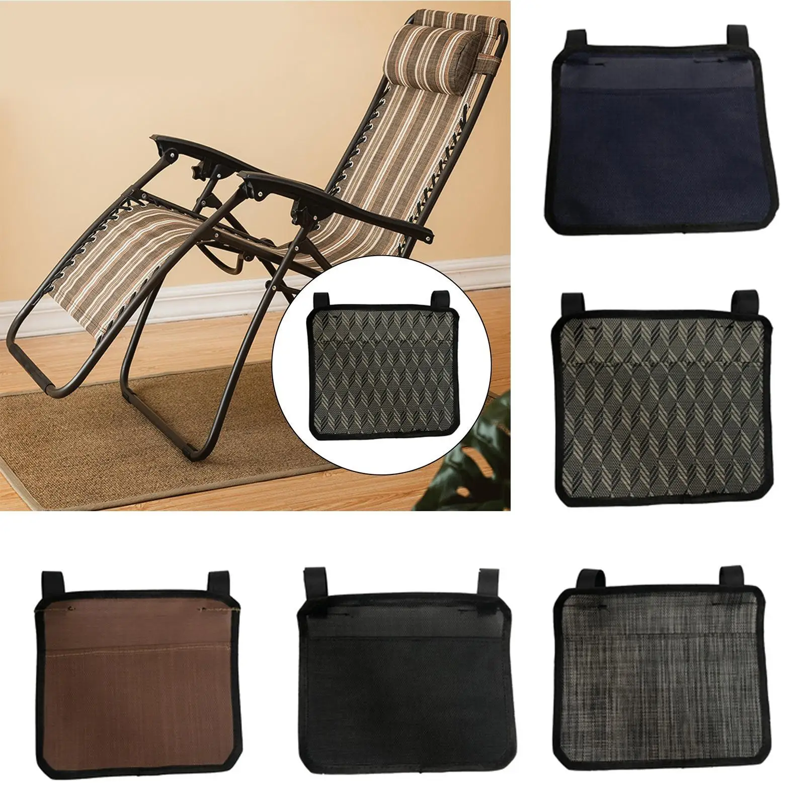 

1pc Universal Anti Folding Chair Side Bag Pockets Pouch Lounge Chair Recliners Storage Net for Camping Garden Patio