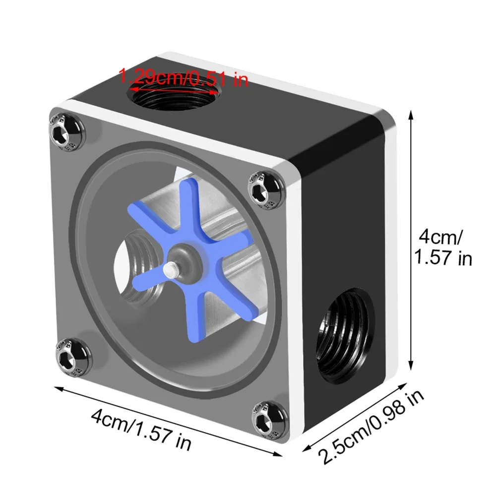 Durable G1/4 Thread Flow Meter Indicator 6 Impeller 3 Ways Water Cooling Meter Meter Indicator Computer Water Cooling