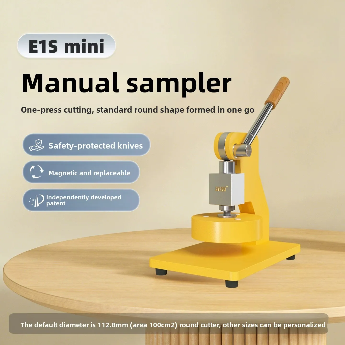 Mini Hand Press Fabric GSM Cutter E1Smini, 100cm² Textile Paper Film Weight Test Sampler