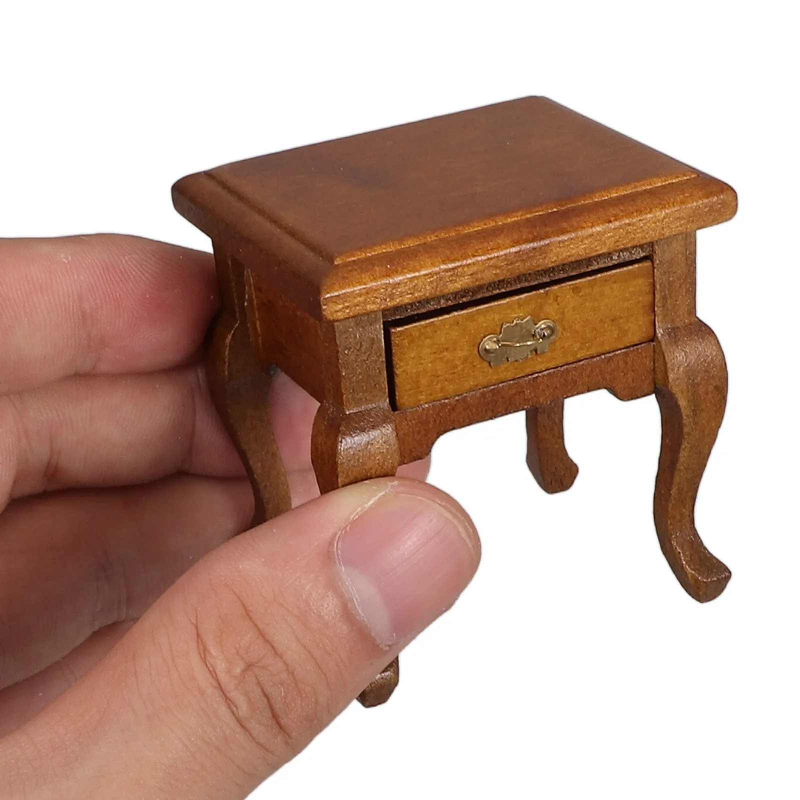 منضدة خشبية بمقياس 1:12، منضدة ذات درج قابل للإزالة، ملحقات أثاث بيت الدمى لغرفة المعيشة وغرفة النوم #2