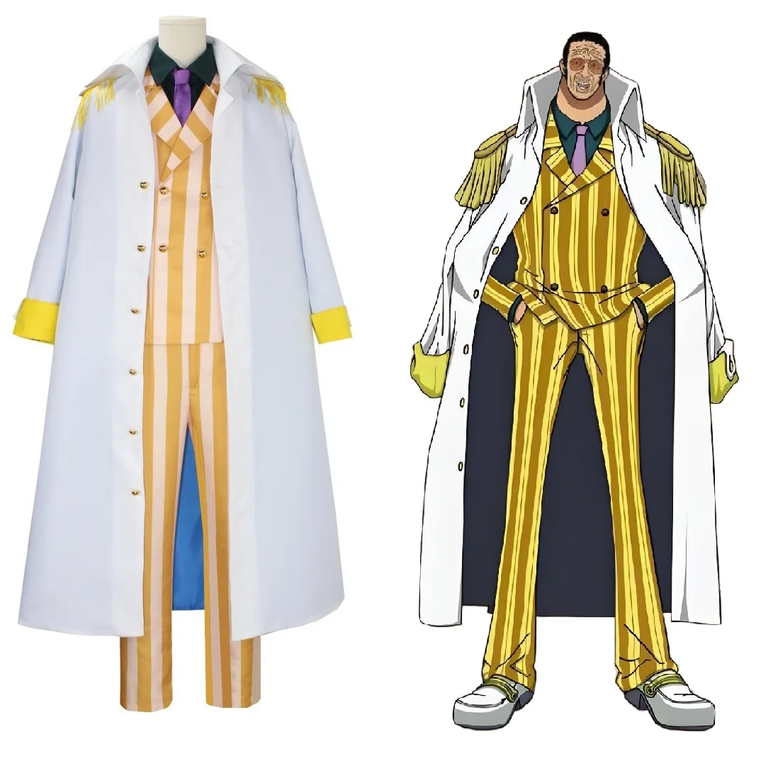 Nuevo disfraz de Cosplay de Anime Borsalino, capa y uniforme del almirante Kizaru, disfraces de actuación General de la Marina de Halloween