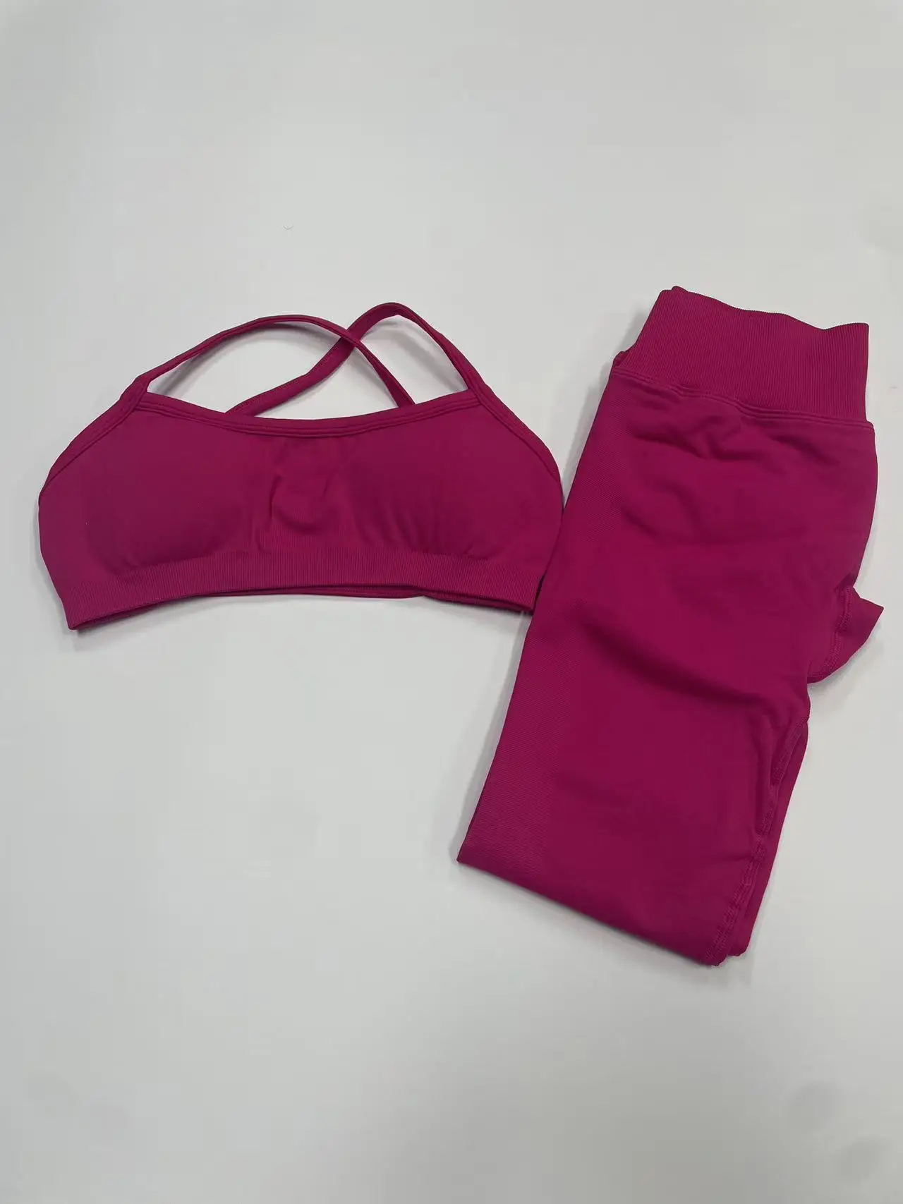 2 Pieces Set For Woman Clothes Seamless Scrunch Yoga Shorts Set Backless ktp Sports Bra Fitness Workout Top Gym Set Outfits