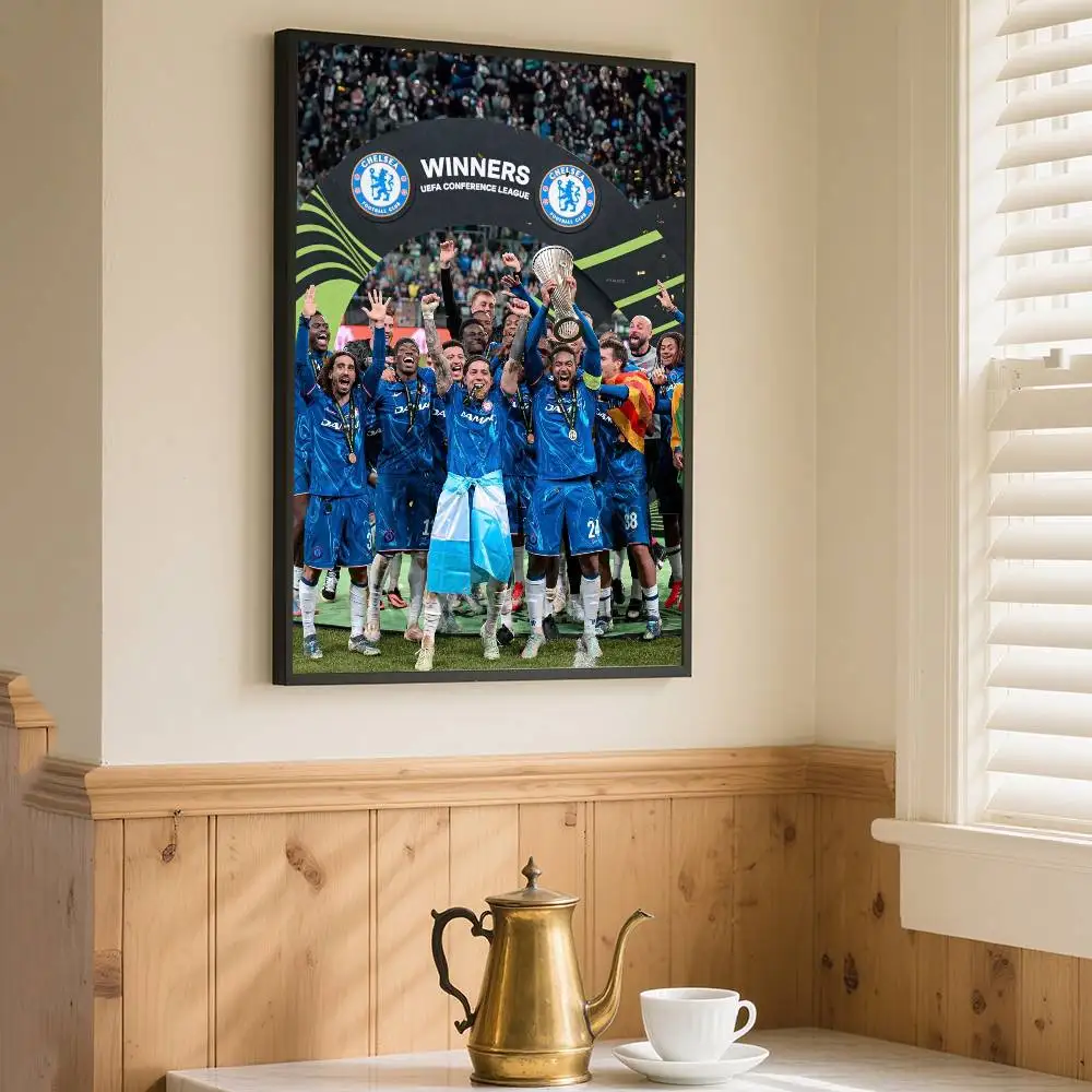 نادي تشيلسي لكرة القدم يفوز بعنوان ملصق فني ذاتي اللصق مقاوم للماء ملصق ورقي لديكور جدران غرفة المقهى #3
