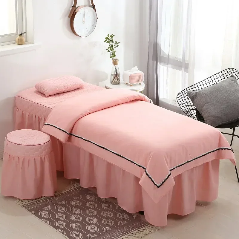 5pcs  Bedspreads Mattress Pad Bedsheets Nordic Bedding Adjustable Massage Tables Spa Beauty Salon Cover Quilted Skirts King Siz