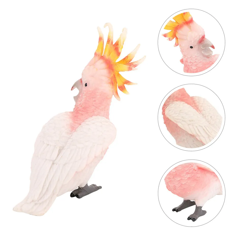 Plastic Moluccan Cockatoo Artificial Parrot Lifelike Simulation Bird Decorative Cognitive Prop for Children Learning