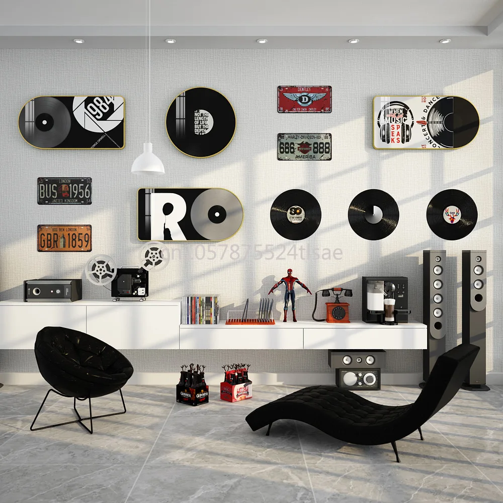 Fashion Versatile Vinyl Record Loft Industrial Style Decorative Painting Music Vintage Bar Hotel Background Wall Decoration