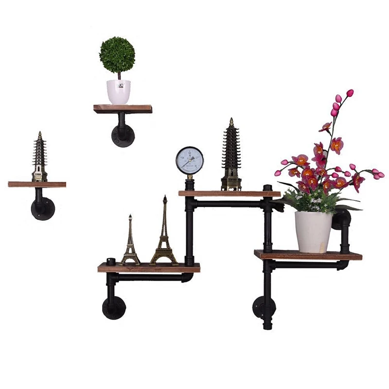

Настенная подвесная стойка из кованого железа, декоративная настенная перегородка в индустриальном стиле, креативная книжная полка, водопроводная труба, ламинат, бар, винная стойка