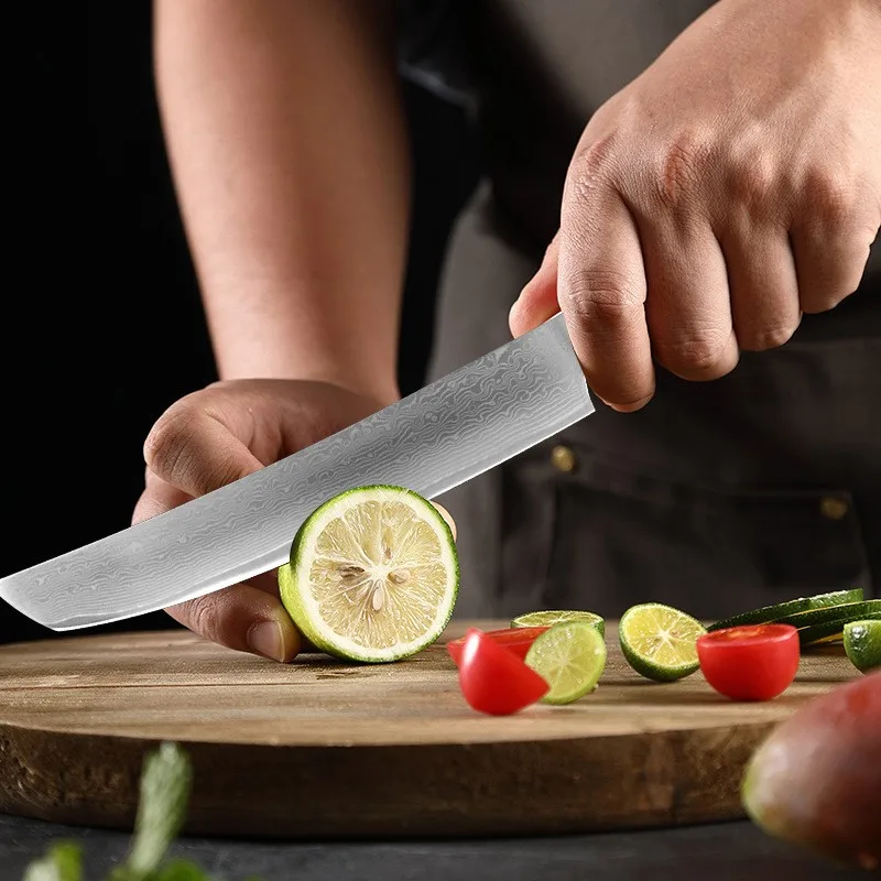 1PCS Damascus Steel Kitchen Knife Chef Knife Butcher Meat Cleaver Boning Barbecue Slicing Kiritsuke Knife Sushi Knife Cook Tools