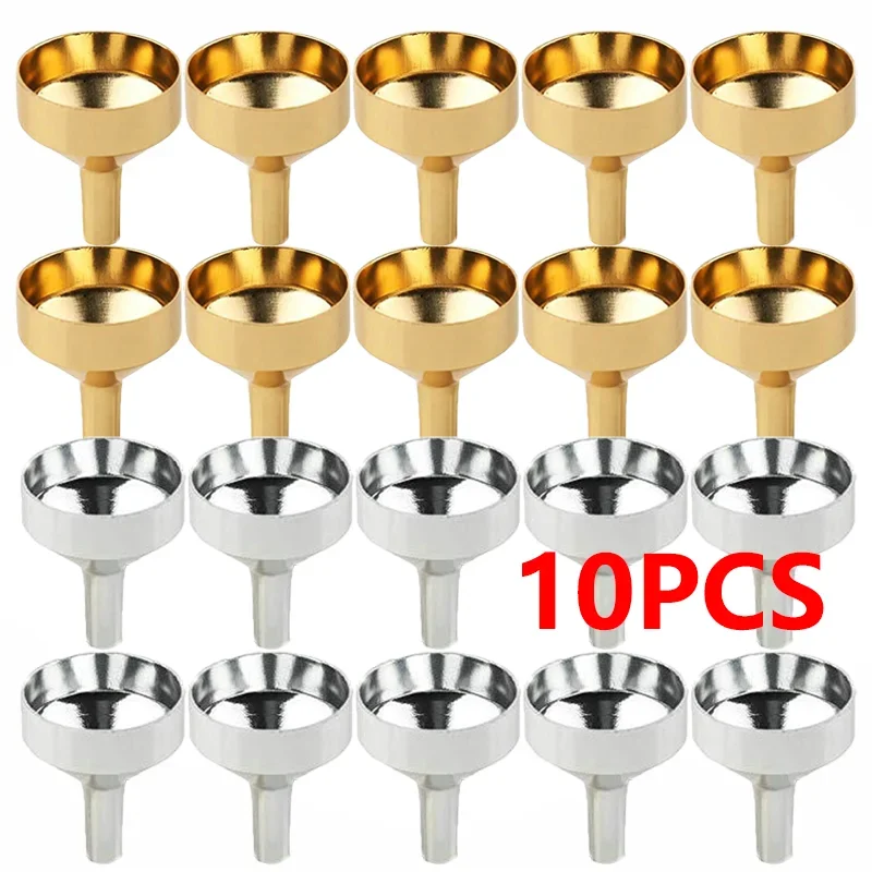 1/5/10Pcs Stainless Steel Mini Funnel Kitchen Oil Liquid Funnel Detachable Filter Wide Mouth Funnel Canning Packaging Tools