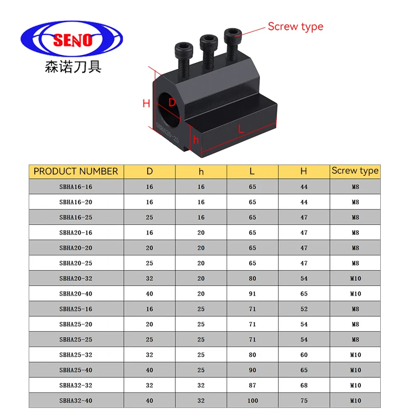 SENO SBHA16-20 SBHA20-25 2020-2D SBHA CNC Lathe Inner Diameter Auxiliary Tool Holder Tool Sleeve Inner Hole Guide Sleeve Holder