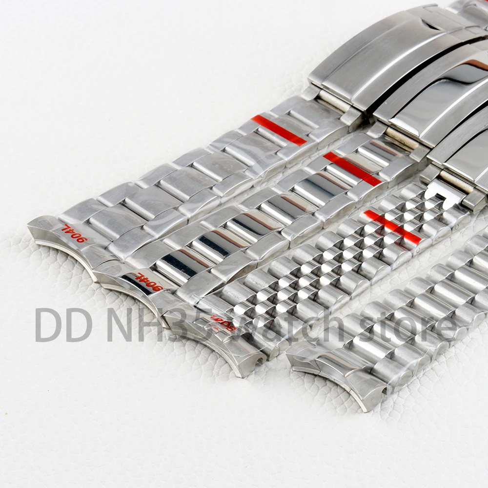 20mm Watch Band For Seiko NH35 Submariner Case Stainless Steel Watch Strap Glide Lock Buckle For Silver Oyster Jubilee Bracelet