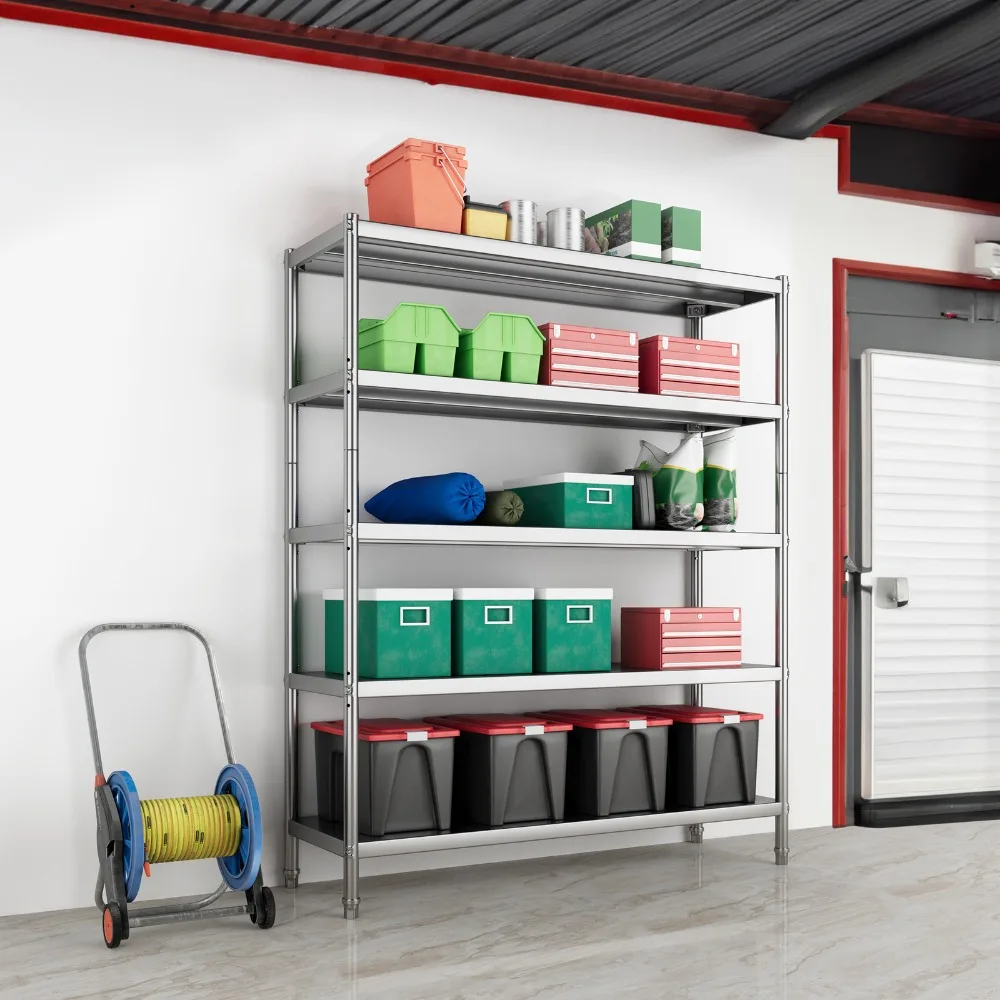 

5 Tier Stainless Steel Shelves 60" Storage Shelf for Kitchen Garage Office