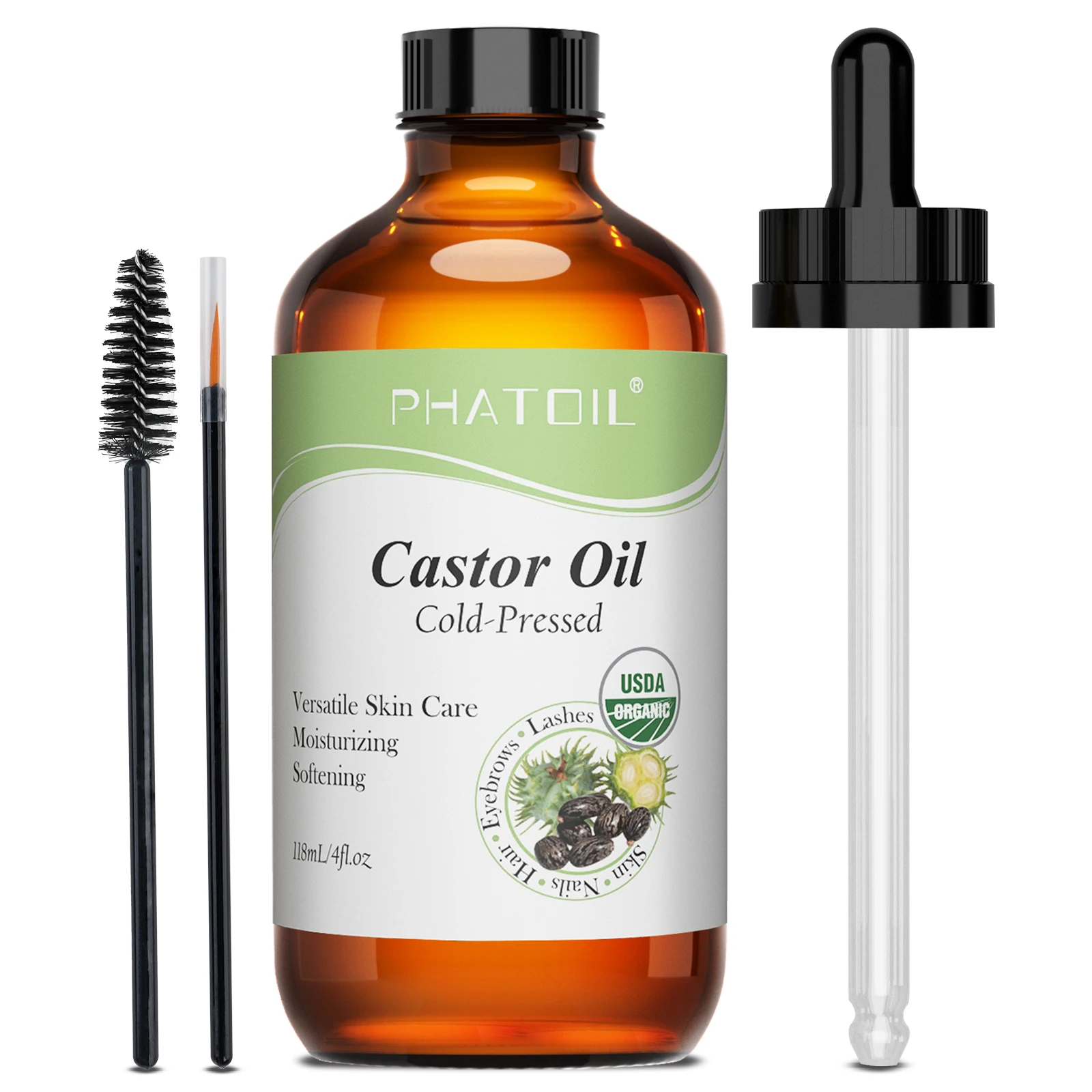 PHATOIL 118ml/236ml Organic Castor Oil Cold Pressed 100% Nature  Castor Oils