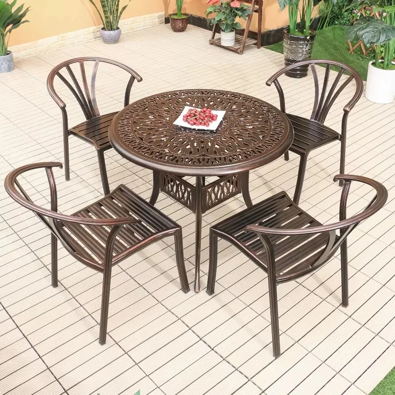Cast Aluminum Outdoor Chair All Weather Bistro Chair Waterproof and Sun Resistant Patio Dinning Chairs Garden Furniture