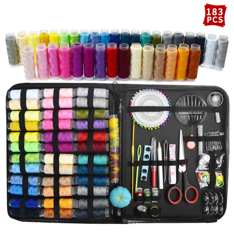 

183pcs Sewing Kit For Adults Thread And Needle Kit Portable Sewing Supplies Beginners Emergency Travelers Sewing Repair Kits