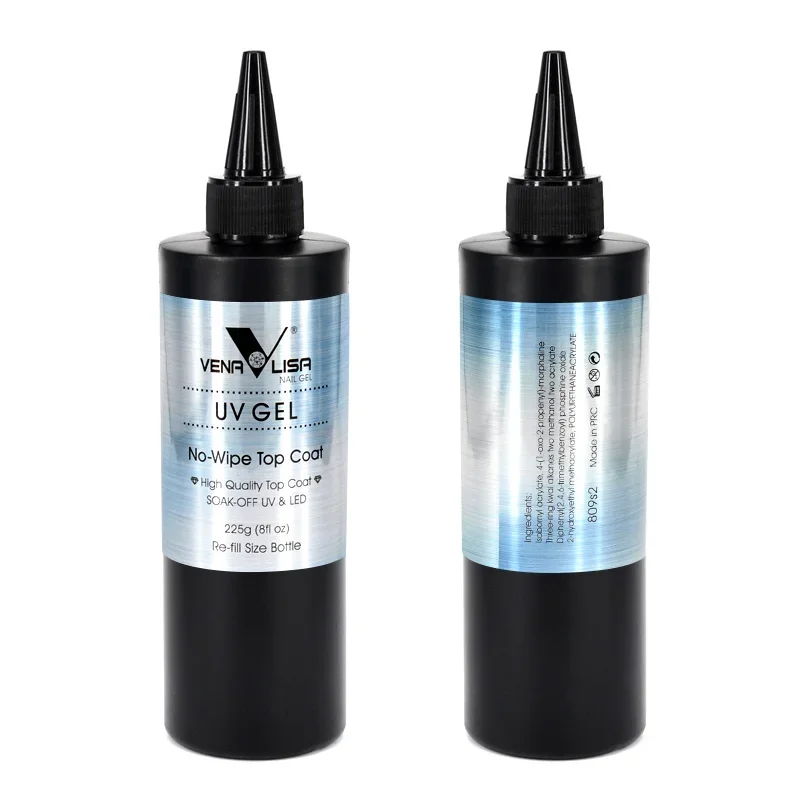 Venalisa marca 225g super qualidade recarga gel arte do prego embeber fora uv/led sem limpar casaco base sem camada pegajosa casaco superior