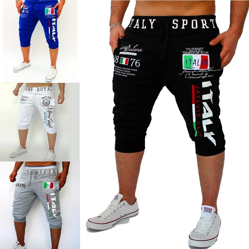 Men\'s Athletic Shorts Sweat Shorts Capri Pants Drawstring Print Letter Sports Outdoor Weekend Streetwear Stylish Sweatpants Male