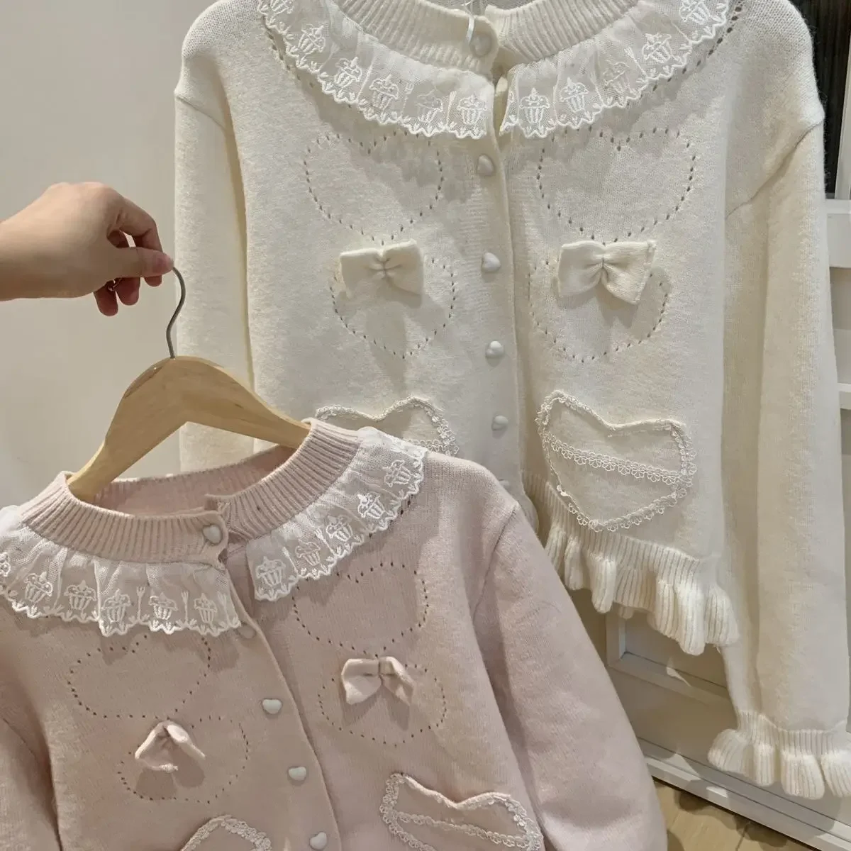 2026 حار الفتيات Kawaii الحلو لوليتا نمط الصلبة محبوك سترة Y2k سترة امرأة الكورية موضة اليابانية بلوزات أنيقة غير رسمية #3