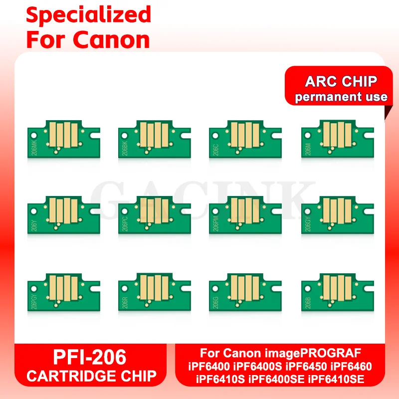 

PFI-206 PFI206 ARC Chip For Canon iPF6400 iPF6400S iPF6450 iPF6460 iPF6410S iPF6400SE iPF6410SE Printer Permanent Cartridge Chip