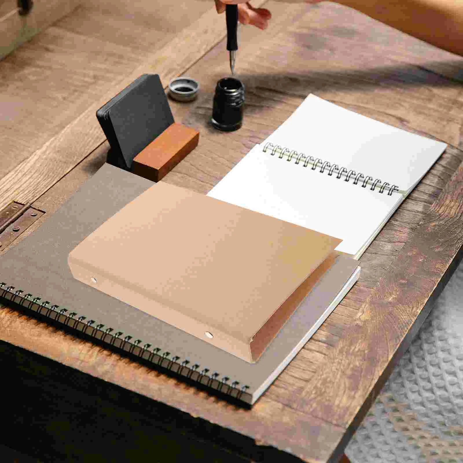 غطاء كتاب ذو أوراق فضفاضة، أغطية دفتر ملاحظات من ورق الكرافت، سحاب حلزوني، غلاف حساب يدوي صلب، الحرم الجامعي