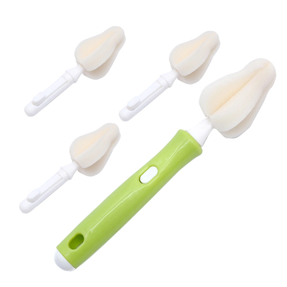 Infant Pacifier Brush With 4pcs 360 Degree Rotation Replacement Head Sponge Bottle Cleaning Brush Pacifier Cleaner Set #WO