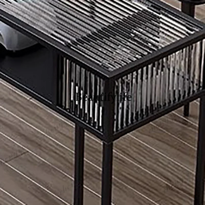 E182  Equipment Design Nail Table Professionals Glass Beauty Reception Nail Table Luxury Service Scrivania Per Unghie Trendy Fur