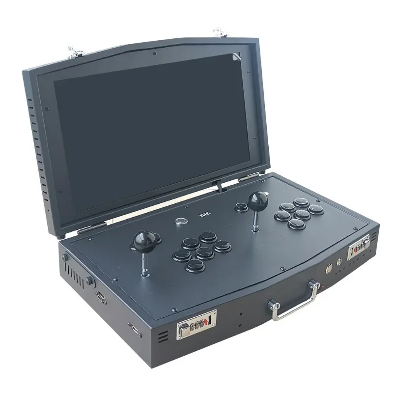 Portable Suitcase with Screen Arcade 3D Moonlight, Treasure Box Home Arcade Fighting Joystick Charging Game Console