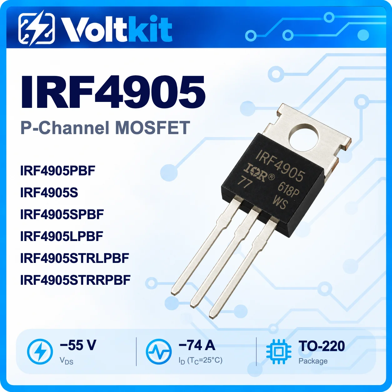 10PCS IRF4905 IRF4905PBF IRF4905P TO-220 Power MOSFET Transistor New Original In Stock Wholesale