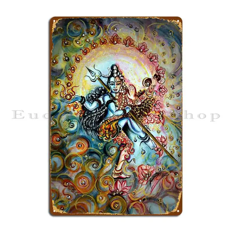 Shiva Shakti Metal Plaque Poster Bar Cave Designer Rusty Wall Decor Mural Tin Sign Poster