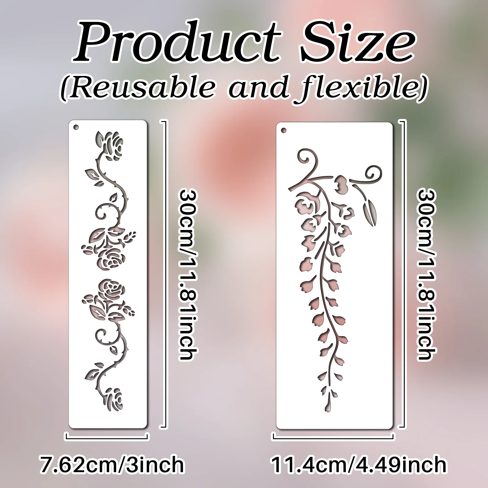 Wholesale 72pcs DIY Floral Vine Stencils Set Strip Border Flower Graffiti Stencil Reusable PET Painting Templates for Wood Wall