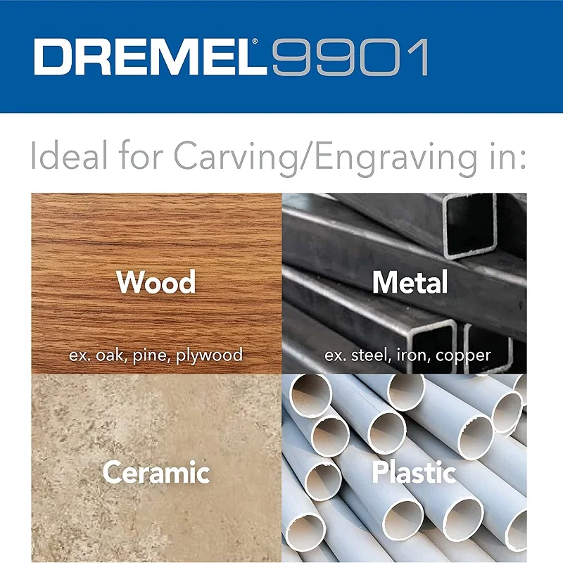 Dremel 9903 3.2mm Tungsten Carbide Carving Bit Engraving Shaping Smoothing Rotary Accessory for Wood Metal Ceramic Plastic