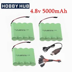 4.8v 5000mAh Rechargeable Battery For Rc Cars Tanks Robots Boat Ship Toys Gun NiMH AA 4.8 v Battery Pack With Charger