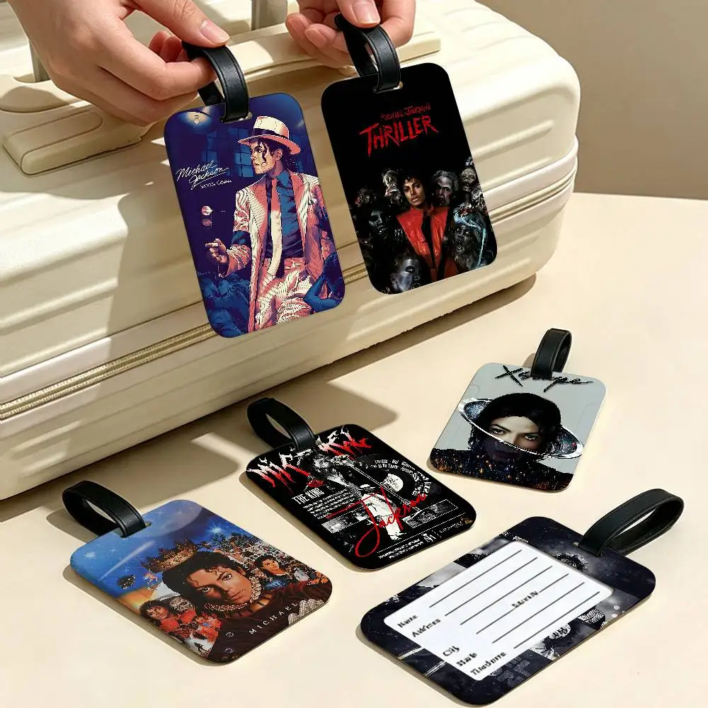 M-Michael Jackson Travel Suitcase Luggage Tag PVC Information Card Cover Anti lost Name Marker For Backpack Bag