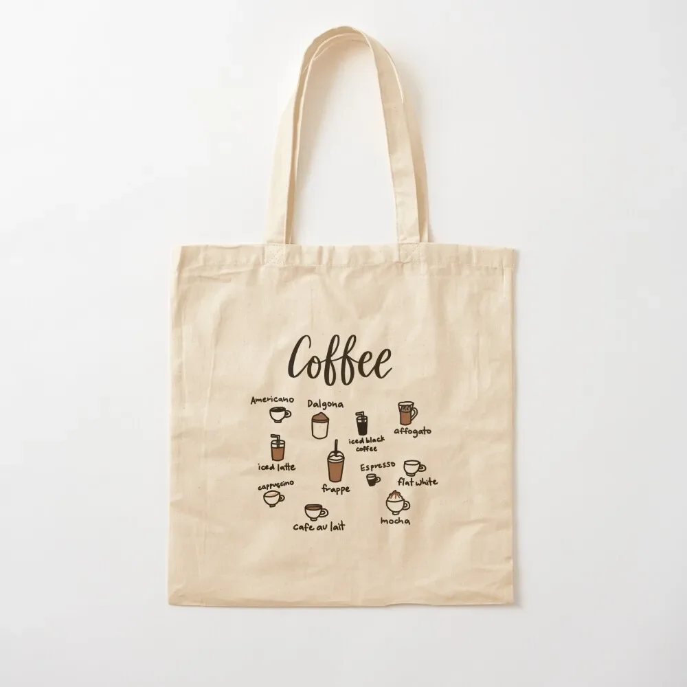 Types of coffee Tote Bag tote bag woman canvas bags hand bag ladies Canvas for women