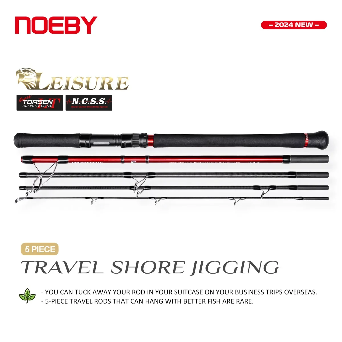 

NOEBY Travel Shore Jigging Fishing Rod LEISURE 2.7m 2.9m 5 Section Drag Power 8kg/9kg Boarding Spinning Rod Fishing Tackle