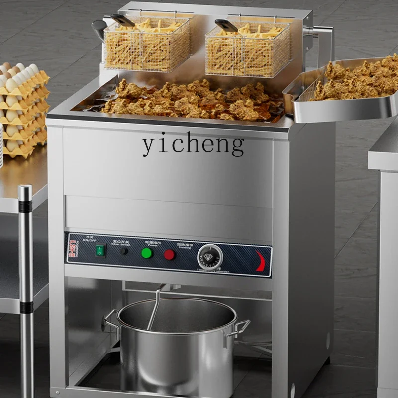 Zz electric fryer commercial large capacity single double cylinder constant temperature fryer oil pan