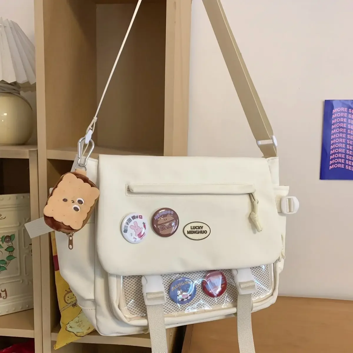 Itabag-Bolso cruzado de hombro para mujer, bolsa de gran capacidad, informal, Linda, japonesa, clásica, transparente