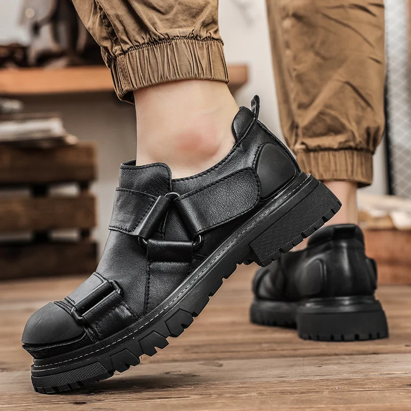 Men's Steel Toe Work Boots Safety Shoes Durable Leather Construction Non-Slip Sole Outdoor Protective Footwear