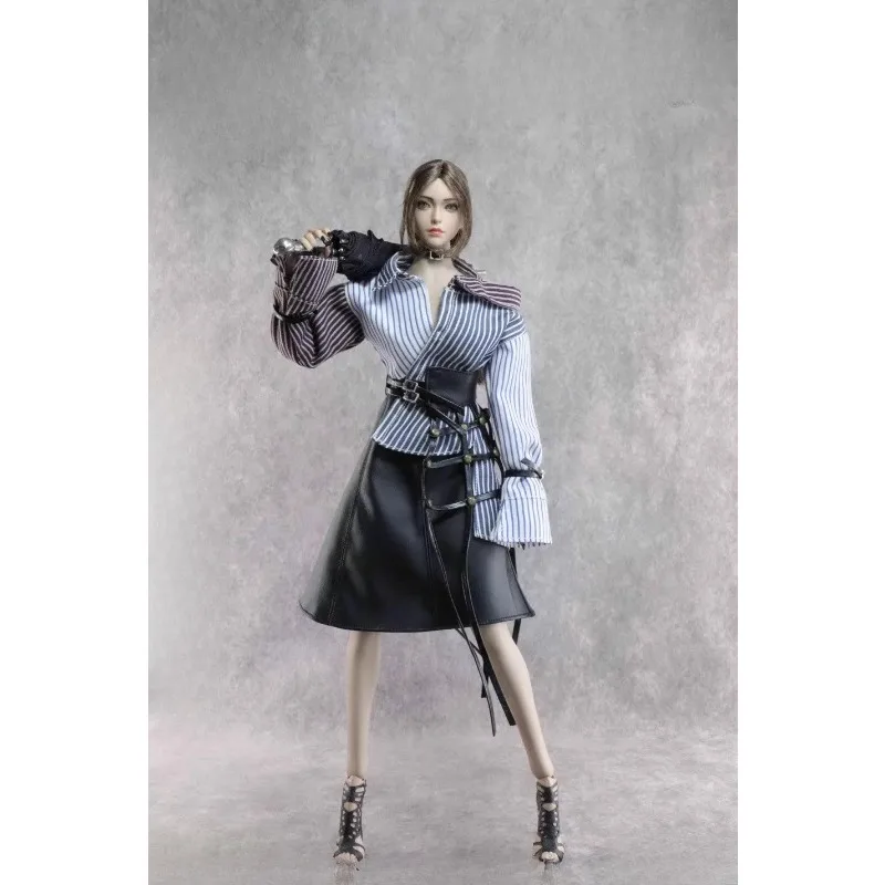 

1/6 Scale SA037 Female Soldier Fashion Splice Dress Cummerbund Collar Cuff Doll Suit Model for 12in Tbl Ph Toy Figures Body
