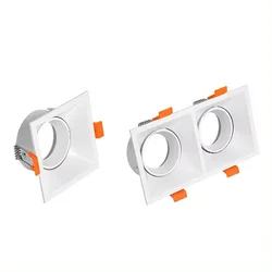LED Spotlight Frame GU10 MR16 GU5.3 Ceiling Double Recessed Rectangular Aluminum Cob Downlight Housing For Bedroom living room