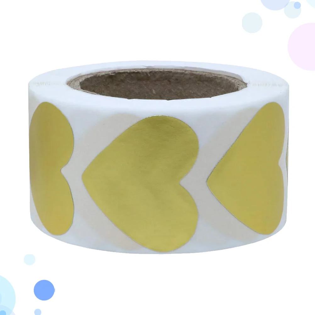 500Pcs Golden Heart Shape Stickers Premium Paper Adhesive Labels for Cookies Candy Bags Bakery Thank You Stickers